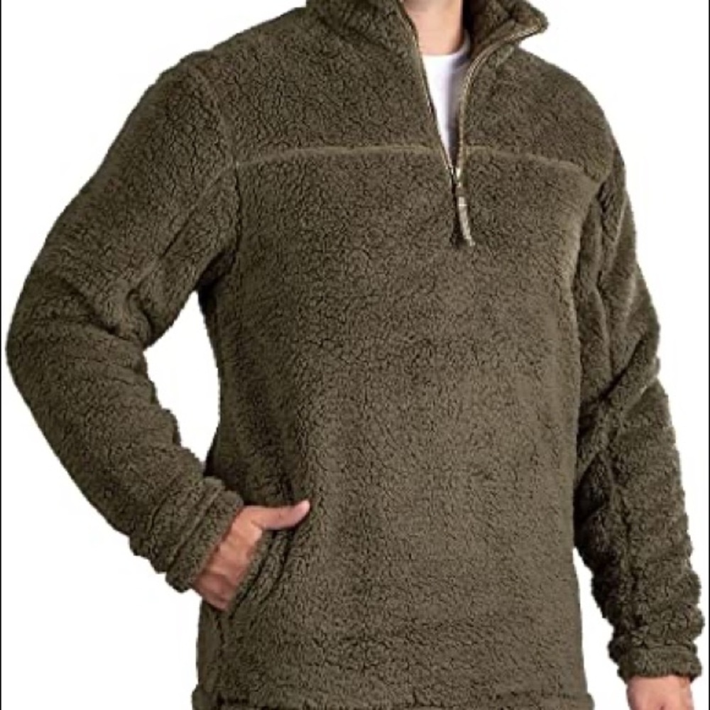 Alpine Sherpa Brand 1/4 Zip Sherpa Dark Green L